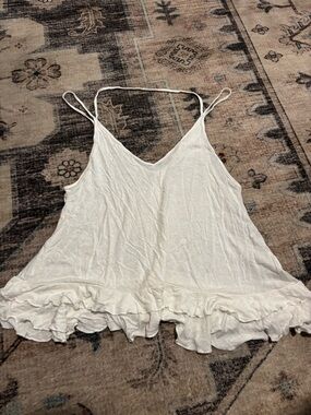 White Ruffle-Hem Spaghetti Strap Camisole